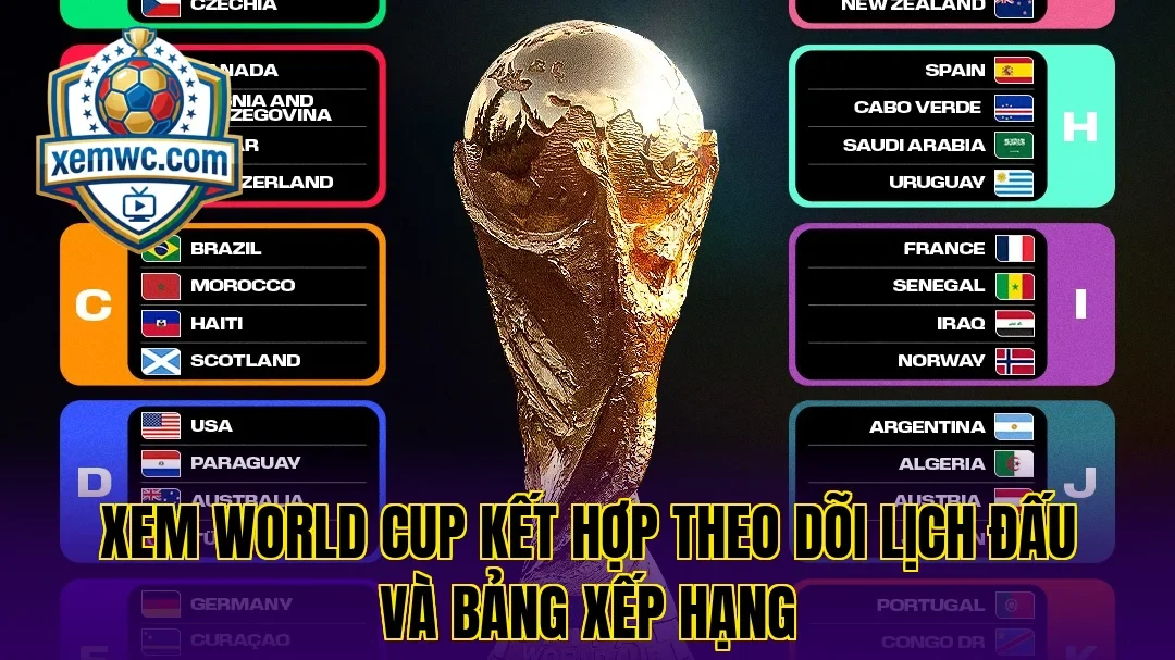 Xem world cup kết hợp theo dõi lịch đấu và bảng xếp hạng